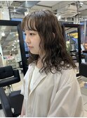 △パーマミディアムパーマロブパーマボブパーマオリーブベージュ