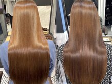 《水分バランスを整えながら染める“うる艶カラー施術”》