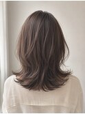 ミディアムレイヤー脱白髪染め白髪ぼかしカラー 40代50代60代