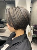 小顔効果☆暗髪シルバーグレイアッシュ