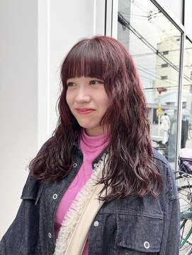 カフ(CAF) CAF FUKO ロングヘア/くるくるパーマ/レッドカラー/大阪/心斎橋