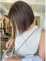 ラフヘアデザイン(Raf hair design)&nbsp;ミルクティーベージュケアブリーチミニボブ オリーブグレージュ
