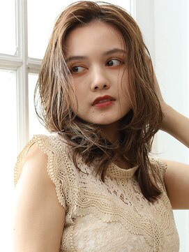 アース 三木店(HAIR & MAKE EARTH) 20代30代大人可愛い毛先パーマミルクティアッシュ肩ライン