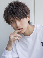 小久保styleフェザーパーマグレーブルーカラー刈り上げショート