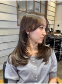オリーブカラー×レイヤーカット