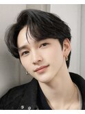 韓国カルマパーマニュアンスパーマセンターパート黒髪