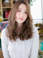 カバーヘア ブリス 上尾西口店(COVER HAIR bliss)&nbsp;アシンメトリーロングココアベージュバタフライカットa