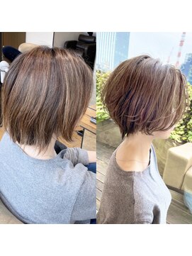 バンプ ギンザ(BUMP GINZA) 《30代、40代》白髪ぼかしハイライト×丸みとくびれショート