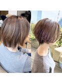 《30代、40代》白髪ぼかしハイライト×丸みとくびれショート