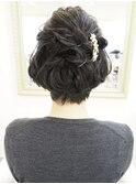 ショートヘア ハーフアップ　ヘアセット