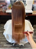 憧れのサラサラ髪×オレンジベージュ ツヤ髪ストレートロング
