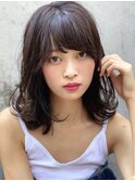大人かわいい前髪セシルカットココアブラウンフリンジウェーブ