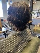 ムード マグ レーベル 南松本(MOOD Mag Label)&nbsp;くせ毛風ウルフパーマ前髪パーマミニウルフアッシュブラック