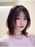 黒髪/ボブウルフ/ネビージュ/小顔/ワンレン