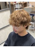 波巻きスパイラルパーママッシュ刈り上げツーブロックショート