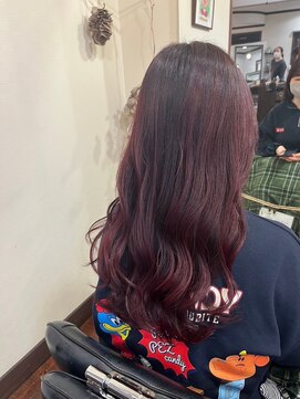 美容室 メザミー MESAMIES ブリーチダブルカラーカシスブラウン透明感ゆるふわロングヘア