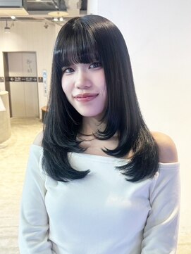 アルバム 池袋(ALBUM) ロング顔周りレイヤー韓国ヘア前髪カット_F0515