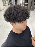 刈り上げマッシュ 波巻きパーマ スパイラルパーマ