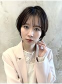 「岩田莉奈」40代50代に人気の似合わせ丸みショートボブ　新宿