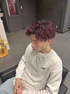 赤メッシュツイスパ