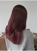 ブリーチなしダブルカラーチェリーレッド冬カラー春カラーロング