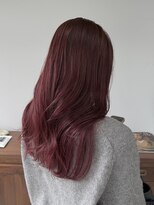 ヘアー アイス 御器所本店(HAIR ICI)&nbsp;ブリーチなしダブルカラーチェリーレッド冬カラー春カラーロング