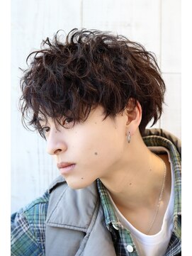 ネイビー(NAVY) レクサスパイラル 縦落ちウェーブマッシュ ツーブロック