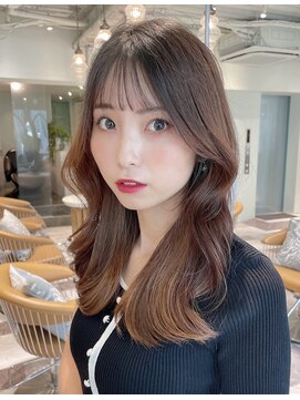 ロンドローズ 名古屋(Lond damaskRose) チョコレート 切りっぱなし イヤリングカラー 韓国ヘア 顔周り