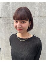 アトリエ エス atelier es HAIRDESIGN&nbsp;フルバング×ラベンダーカラー/透明感カラー/コロンとボブ/小顔