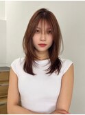 ミディアムレイヤーブリーチなしオレンジベージュ暖色