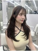透明感ダークブラウンカラー/ロングレイヤー/ワンカール/表参道
