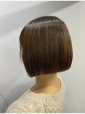小顔セミウェットウェーブピンクベージュハイライトカラー