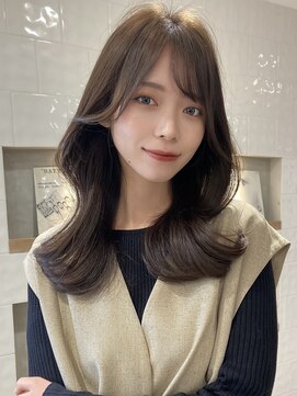 アリュウル 表参道(ALLURE) 表参道*薄め前髪 斜め前髪 韓国ヘアくびれミディアムグレージュ