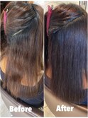手でかわかすだけで自然なストレートヘアー