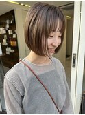 ★くびレイヤーエモージュ前髪マチルダボブインナーグレージュ