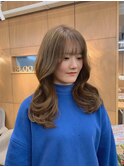 ヘーゼルベージュ/透明感/レイヤーカット/韓国ヘア