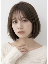ヘアーエボリューション&nbsp;透明感マットベージュのナチュラル艶感ミニボブ