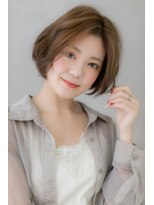 カバーヘア ブリス 戸田公園西口店(COVER HAIR bliss)&nbsp;透け感シアベージュxかきあげ前髪グラボブZ戸田公園20代30代40代