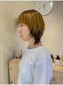 ショートウルフ黄色アンブレラカラー横浜　成田