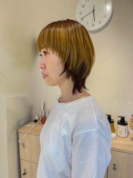 テトラ バイ ネオリーブ 横浜西口店(tetra by neolive) ショートウルフ黄色アンブレラカラー横浜　成田