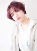 ショート×レイヤー×くすみピンク×ピンク