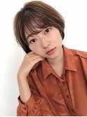 くびれヘア顔周り韓国レイヤーカット黒髪ショートミディアム/柏