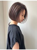 大人可愛い丸みショート×脱白髪染めハイライトオージュアTr