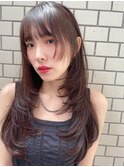お顔周りからいれたロングレイヤーカット/ウルフ