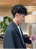 シャドウパーマツーブロック前下がりカットシティボーイ
