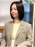 丸みボブ 前髪無し 切りっぱなしボブ 艶髪 髪質改善 黒髪 20代