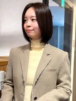 アトリエ(atelier.)&nbsp;丸みボブ 前髪無し 切りっぱなしボブ 艶髪 髪質改善 黒髪 20代