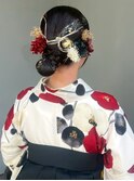 着物ヘア お団子 和装アレンジ タイト 卒業式 シンプル