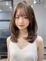 エトラ 渋谷店(etora)&nbsp;韓国ヘア レイヤーカット くびれヘア  アプリコットオレンジ"