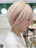 グレージュブリーチなしショートカットショートパーマケアカラー